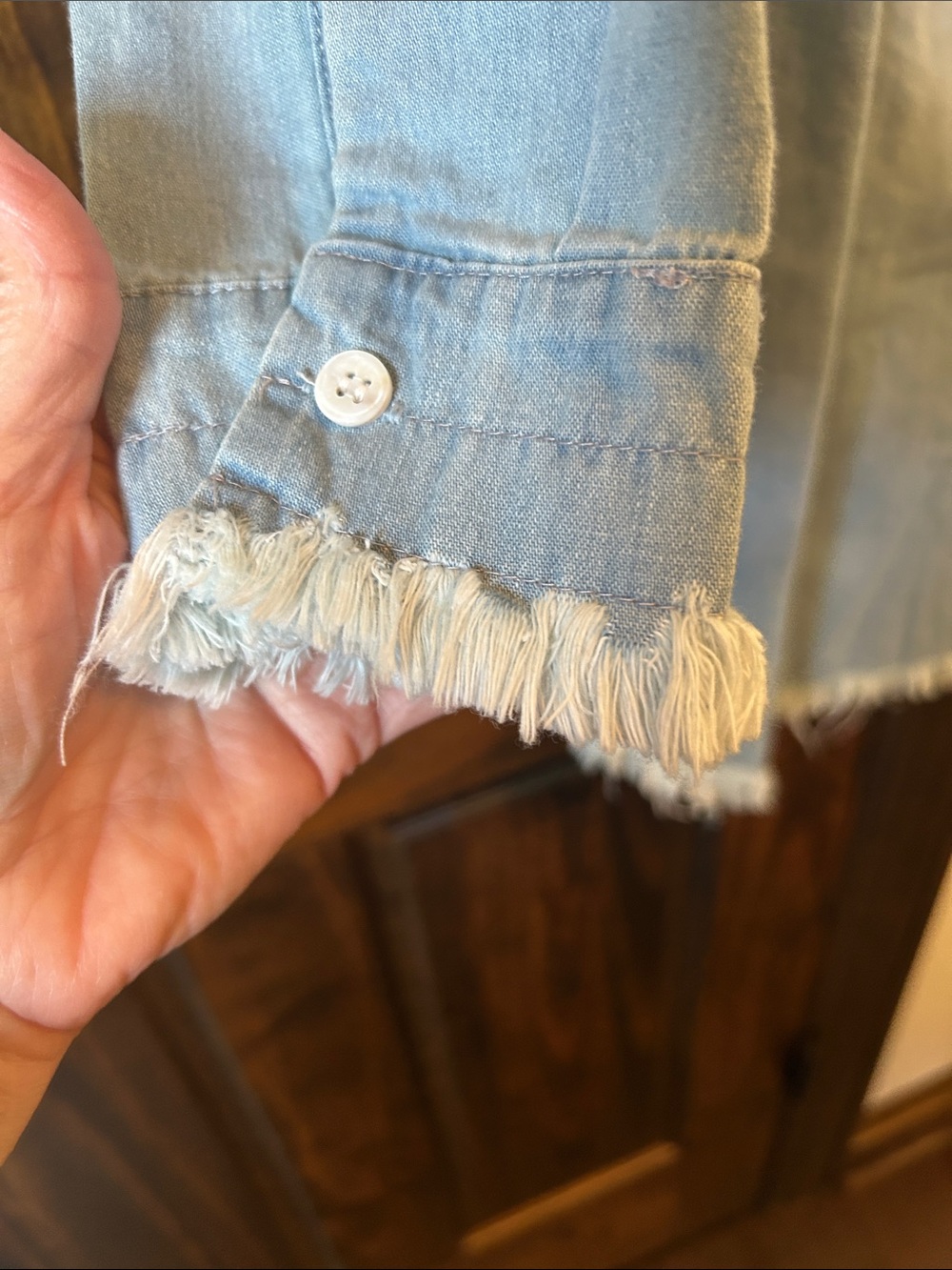 Light Wash Denim Tunic Shirt Dress - Blue - Picture 4 of 11